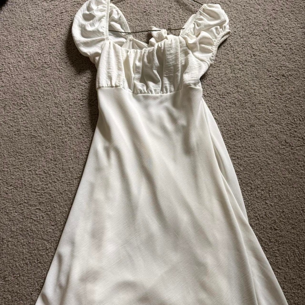 altar'd state white dress with open tie back